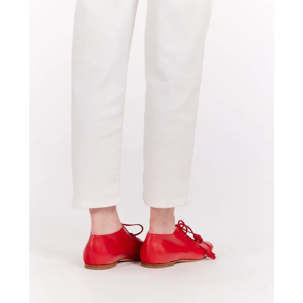 Roter Offener Zehen Richelieu Schuh