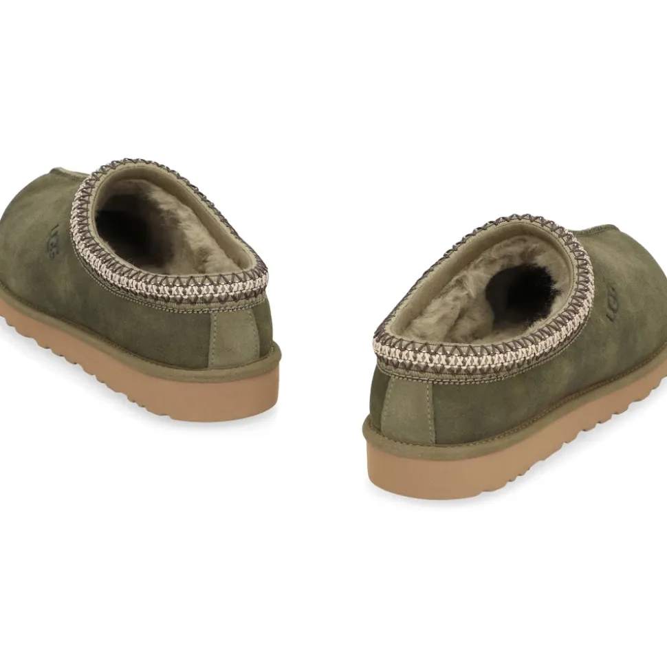 Schaffell und Wildleder Sabot Hausschuhe