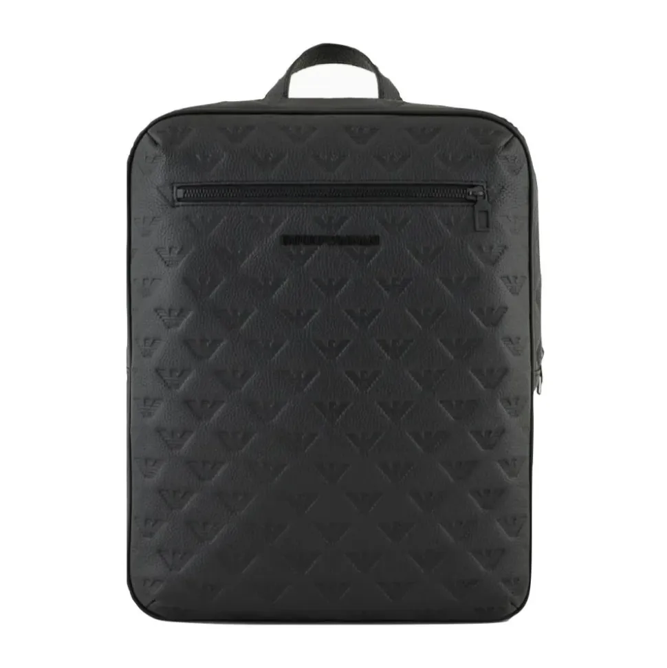 Schlanker Lederrucksack mit Adlerdruck