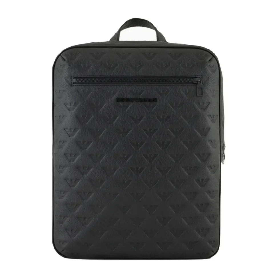 Schlanker Lederrucksack mit Adlerdruck