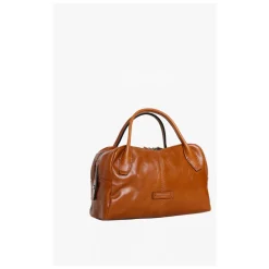 Schultertasche aus gebürstetem Leder mit Reißverschluss