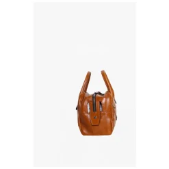 Schultertasche aus gebürstetem Leder mit Reißverschluss