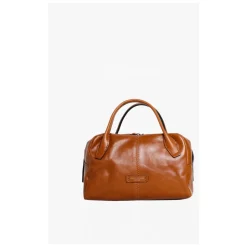 Schultertasche aus gebürstetem Leder mit Reißverschluss