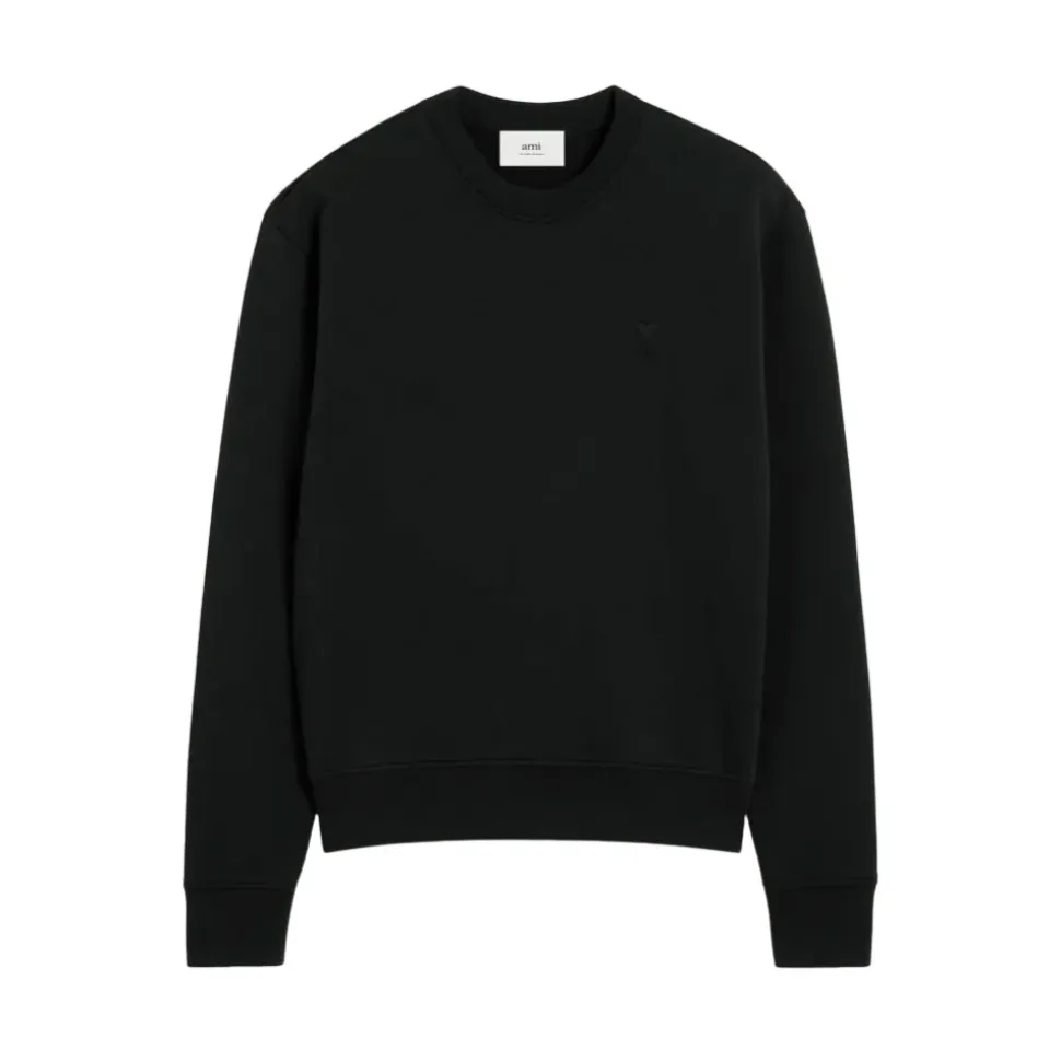 Schwarz Herz Sweatshirt aus Loopback-Baumwollfleece