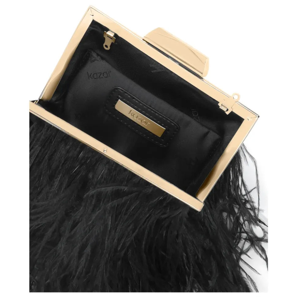 Schwarze Abendhandtasche mit Federn