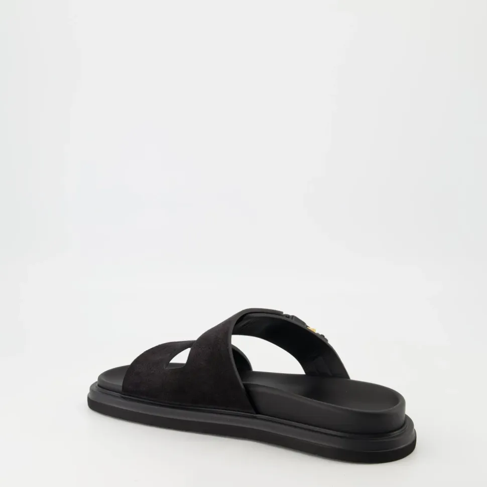 Schwarze Aqua Sandalen Slip-On Offene Zehe