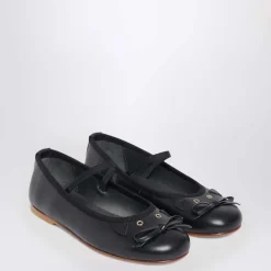 Schwarze Ballerina Flache Schuhe