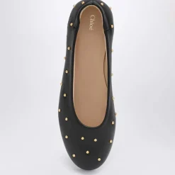 Schwarze Ballerina Flache Schuhe