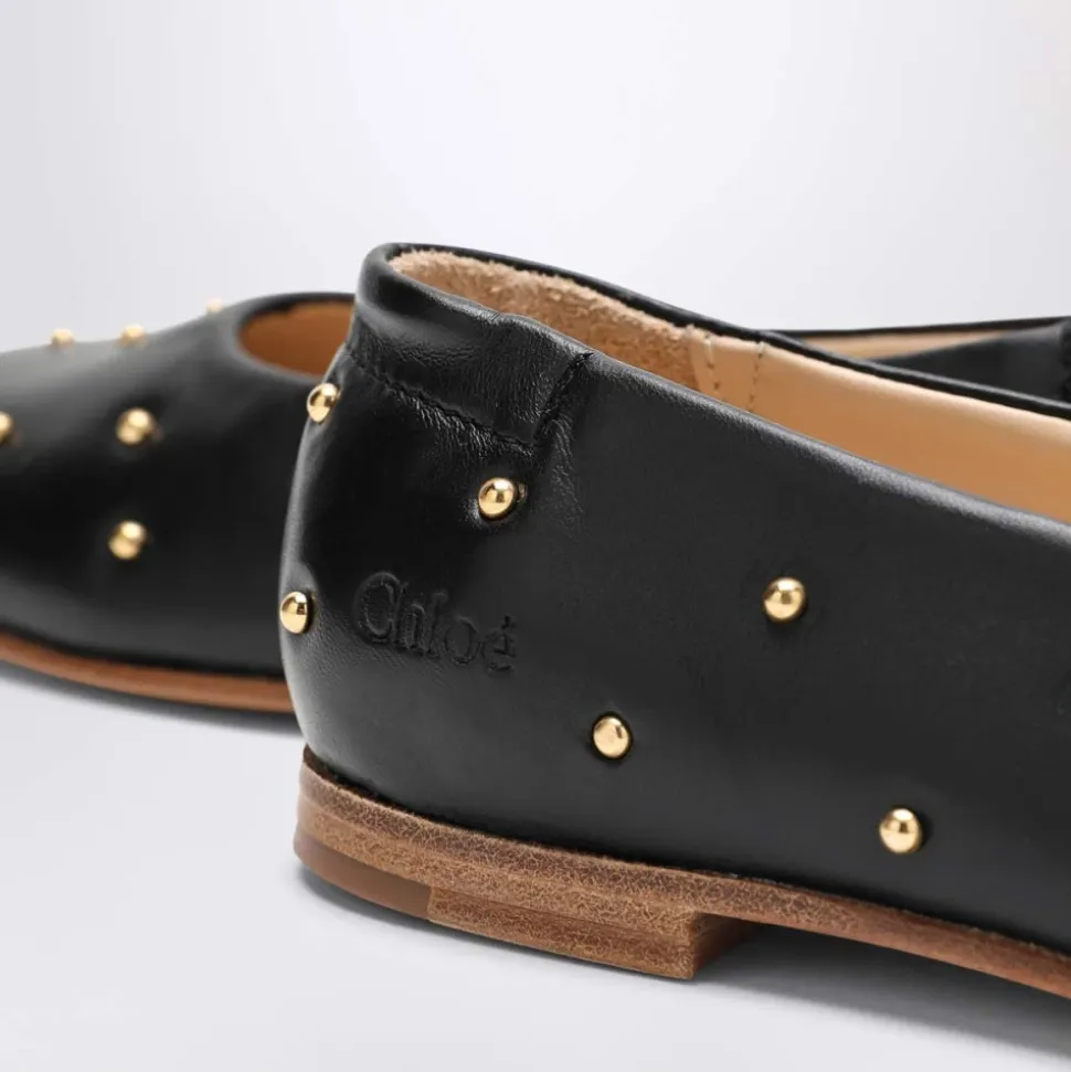 Schwarze Ballerina Flache Schuhe