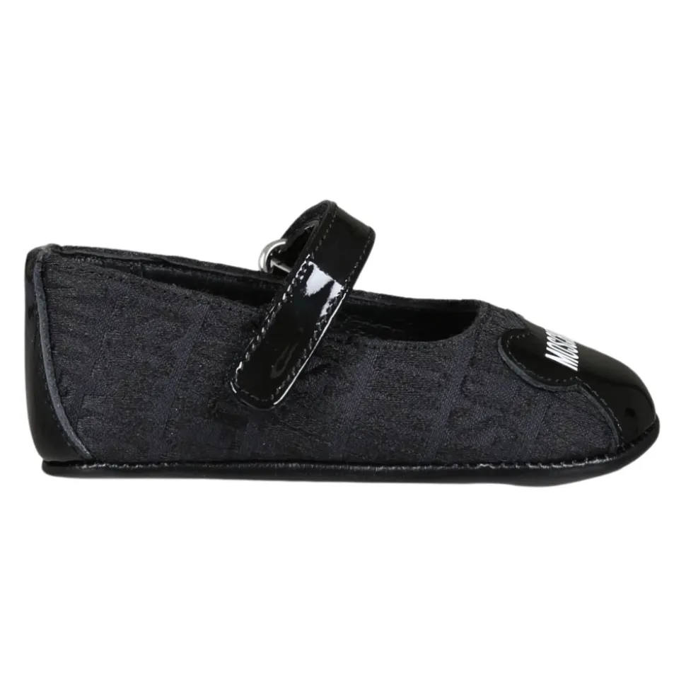Schwarze Ballerinas mit Klettverschluss