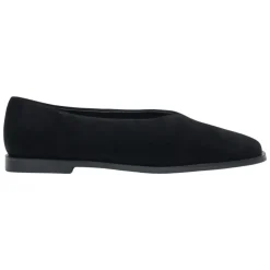 Schwarze barfußähnliche Ballettflats für Frauen aus weichem Velours