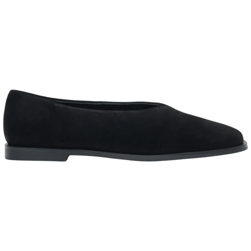 Schwarze barfußähnliche Ballettflats für Frauen aus weichem Velours