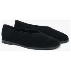 Schwarze barfußähnliche Ballettflats für Frauen aus weichem Velours