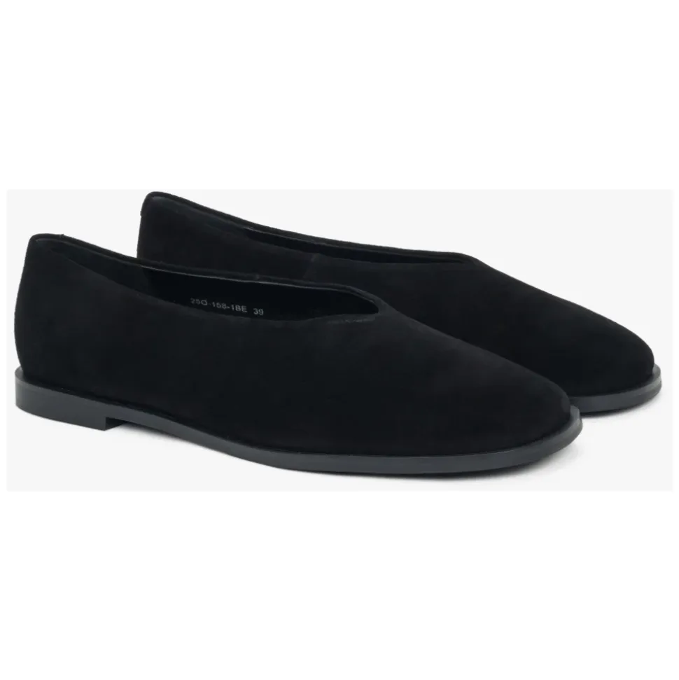 Schwarze barfußähnliche Ballettflats für Frauen aus weichem Velours
