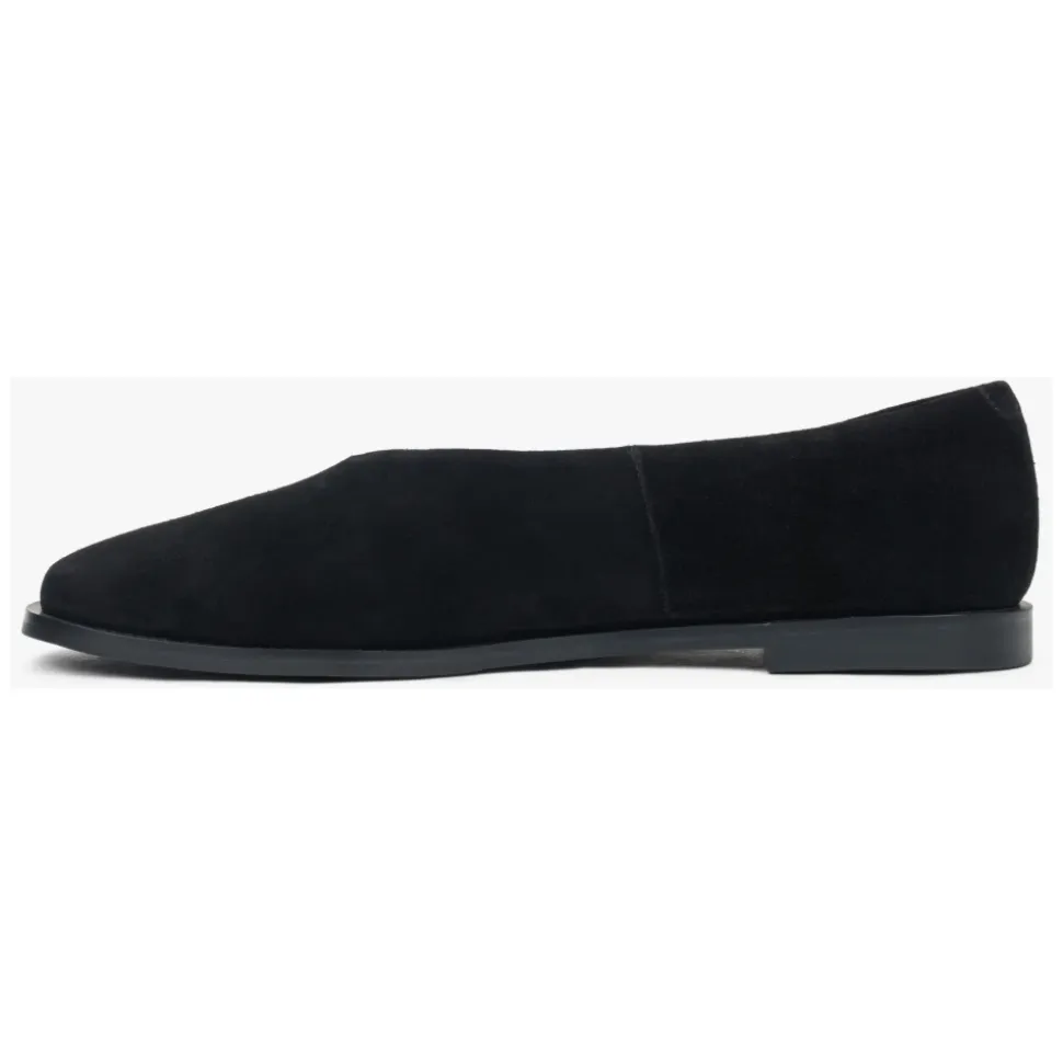 Schwarze barfußähnliche Ballettflats für Frauen aus weichem Velours