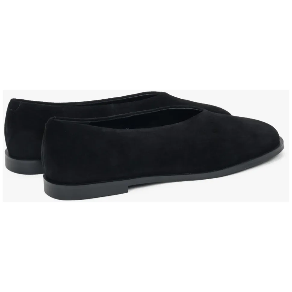 Schwarze barfußähnliche Ballettflats für Frauen aus weichem Velours