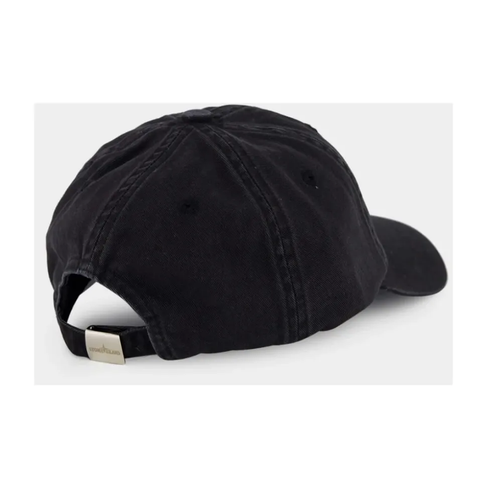 Schwarze Baumwoll-Baseballkappe mit Kompass-Logo