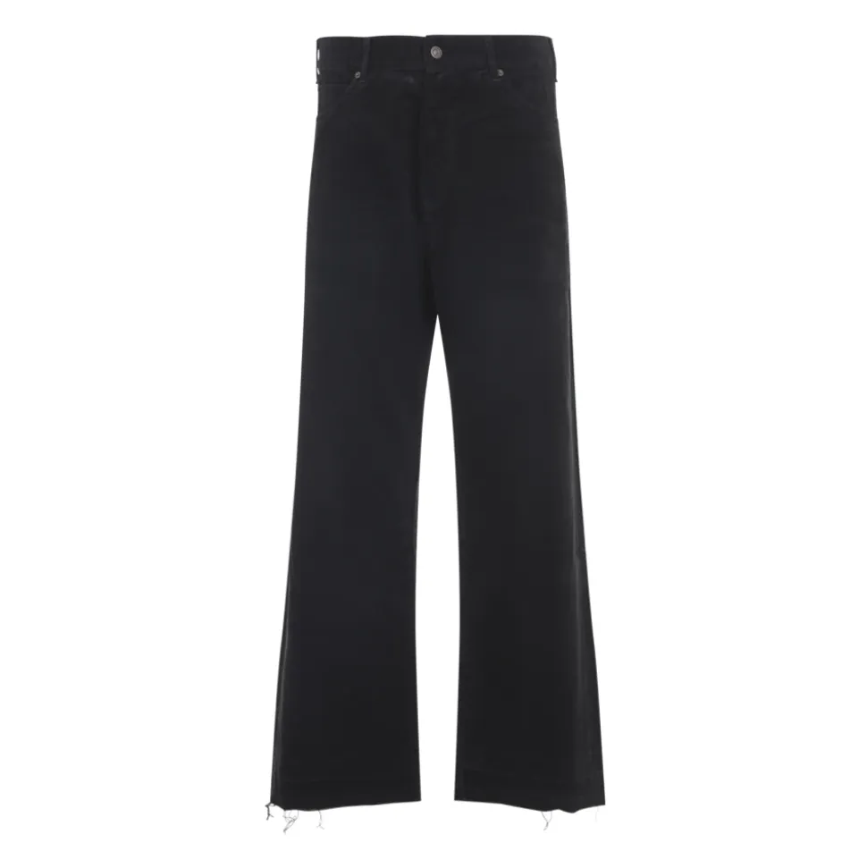 Schwarze Baumwoll-Cordhose