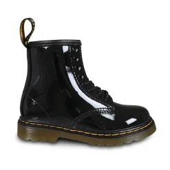 Schwarze Biker Boots aus Lackleder Lamper