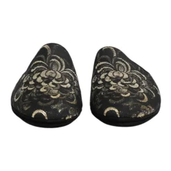 Schwarze Blumige Jacquard Slides Schuhe