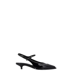 Schwarze Brogue-Sandalen mit Absatz