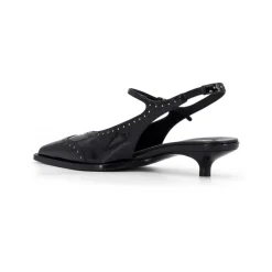 Schwarze Brogue-Sandalen mit Absatz