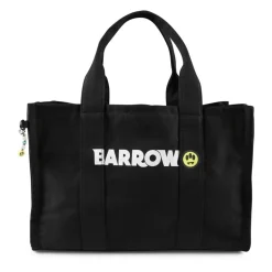 Schwarze Canvas-Strandtasche mit gelbem Lächeln