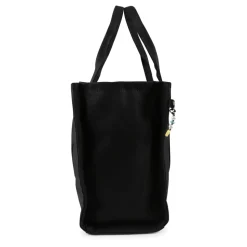 Schwarze Canvas-Strandtasche mit gelbem Lächeln