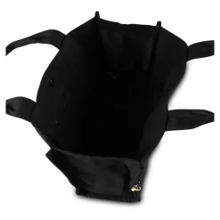 Schwarze Canvas-Strandtasche mit gelbem Lächeln