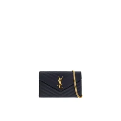 Schwarze Cassandre Lederketten-Tasche