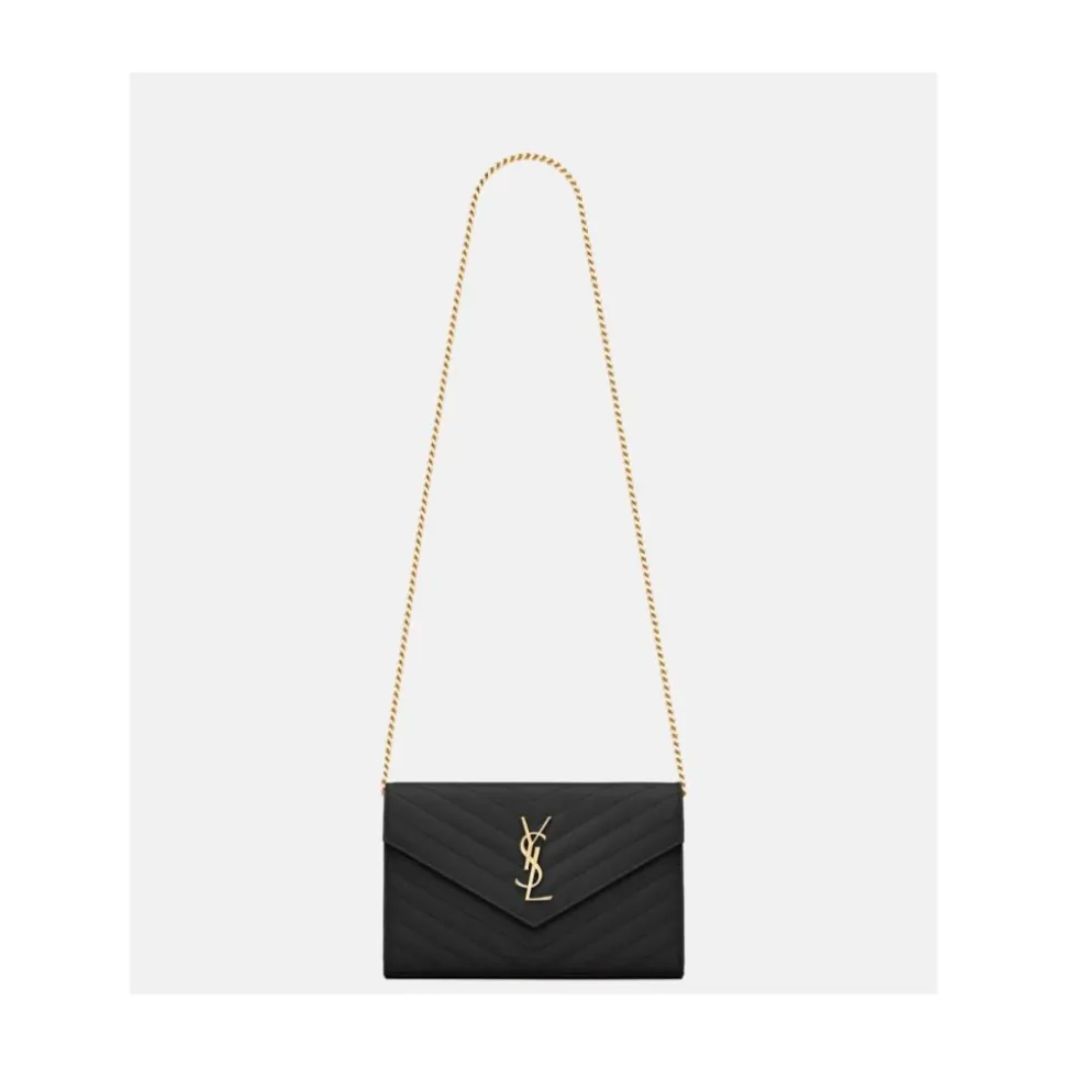 Schwarze Cassandre Lederketten-Tasche