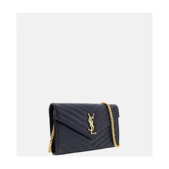 Schwarze Cassandre Lederketten-Tasche