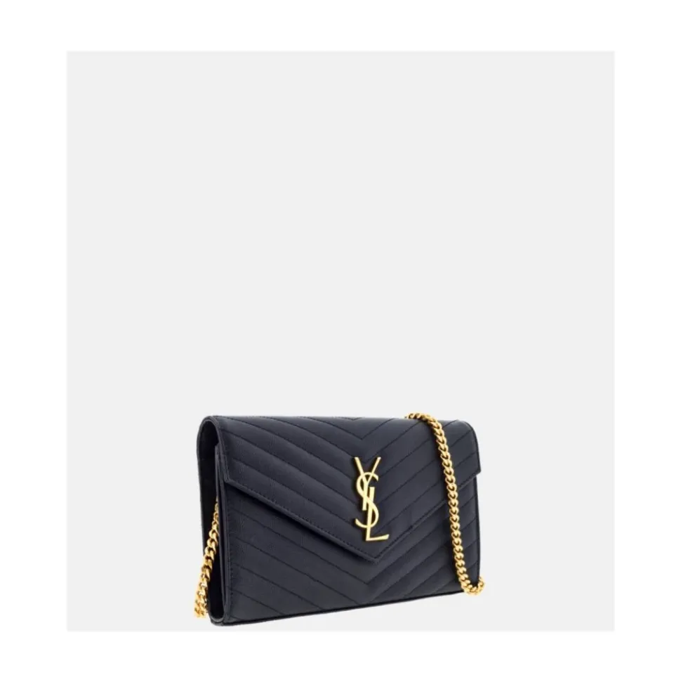 Schwarze Cassandre Lederketten-Tasche