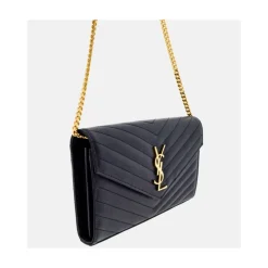 Schwarze Cassandre Lederketten-Tasche