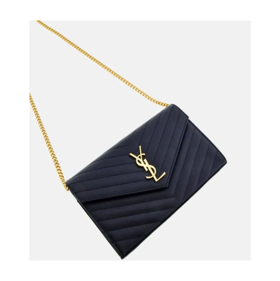 Schwarze Cassandre Lederketten-Tasche