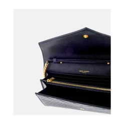 Schwarze Cassandre Lederketten-Tasche