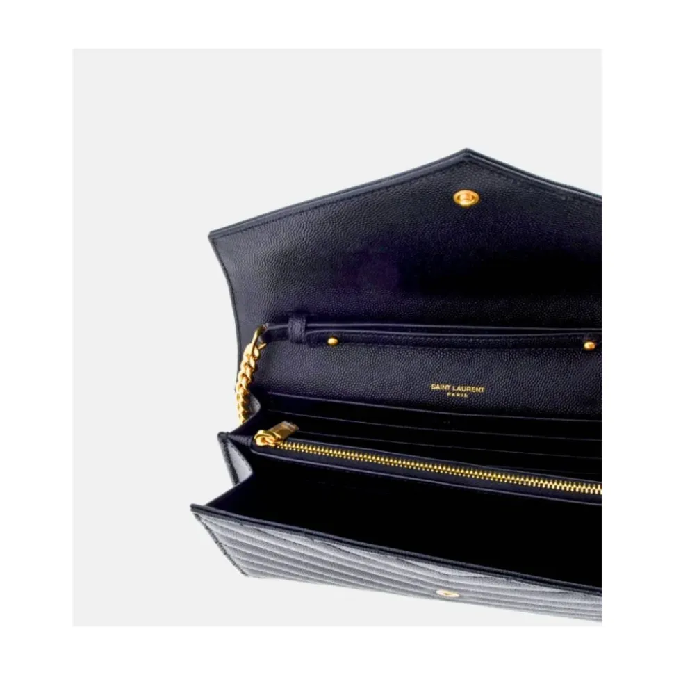 Schwarze Cassandre Lederketten-Tasche