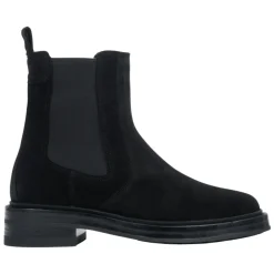 Schwarze Chelsea-Boots für Damen aus Premium-italienischem echtem Velours