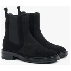 Schwarze Chelsea-Boots für Damen aus Premium-italienischem echtem Velours