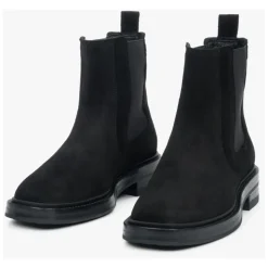 Schwarze Chelsea-Boots für Damen aus Premium-italienischem echtem Velours