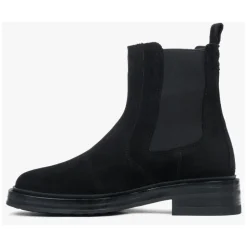 Schwarze Chelsea-Boots für Damen aus Premium-italienischem echtem Velours