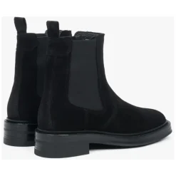 Schwarze Chelsea-Boots für Damen aus Premium-italienischem echtem Velours
