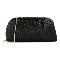 Schwarze Clutch-Tasche mit gestepptem Muster