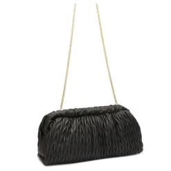 Schwarze Clutch-Tasche mit gestepptem Muster