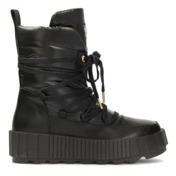 Schwarze Damen-Schneestiefel mit dicker Sohle