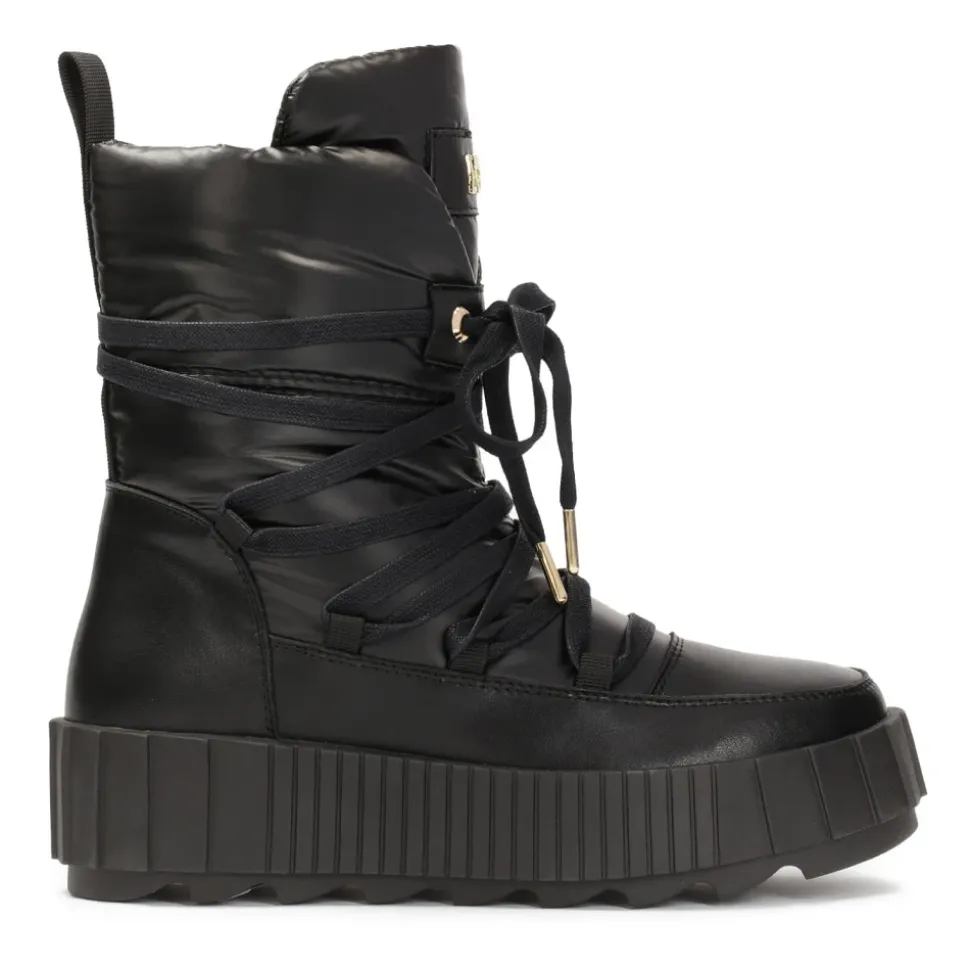 Schwarze Damen-Schneestiefel mit dicker Sohle