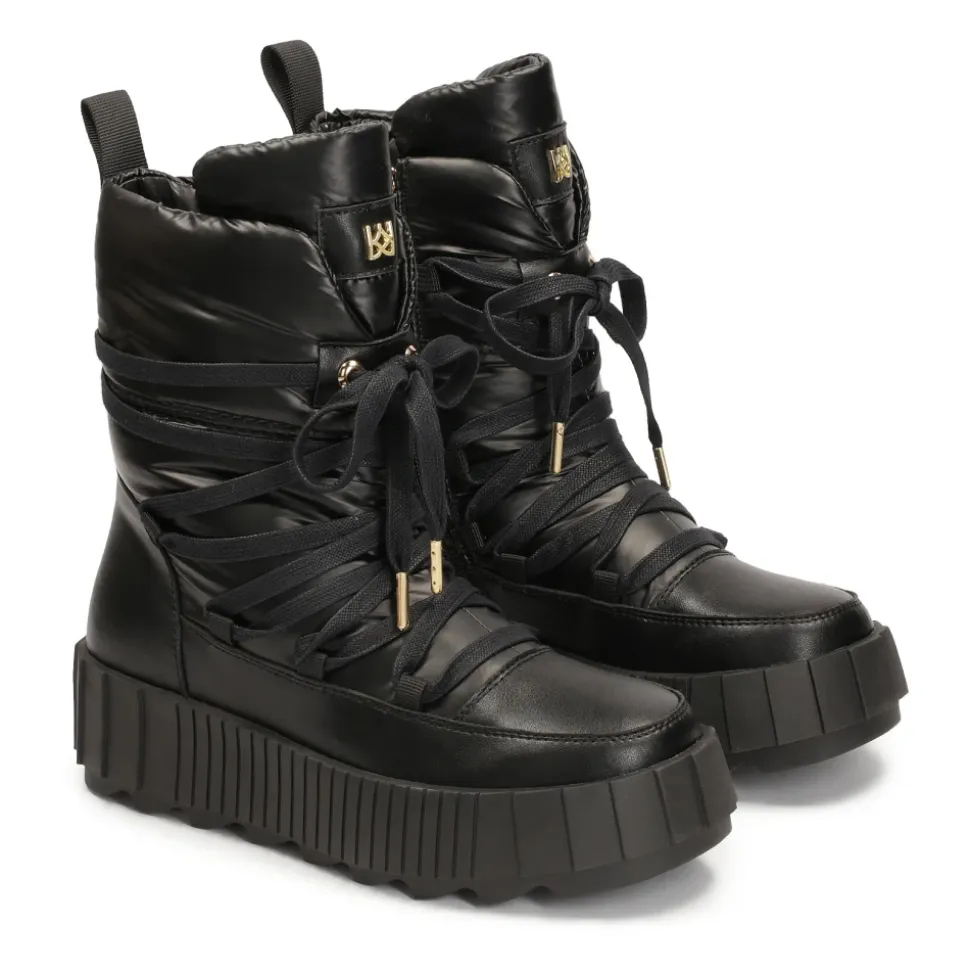 Schwarze Damen-Schneestiefel mit dicker Sohle