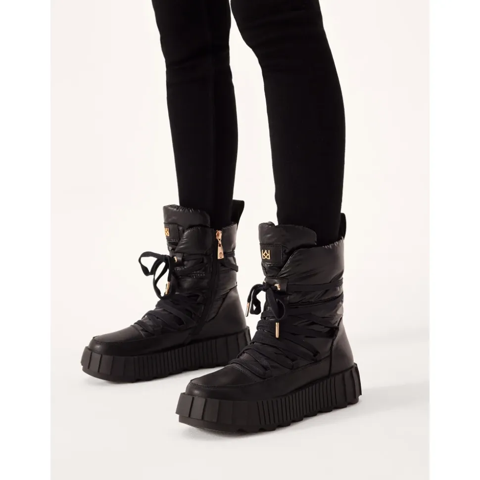 Schwarze Damen-Schneestiefel mit dicker Sohle
