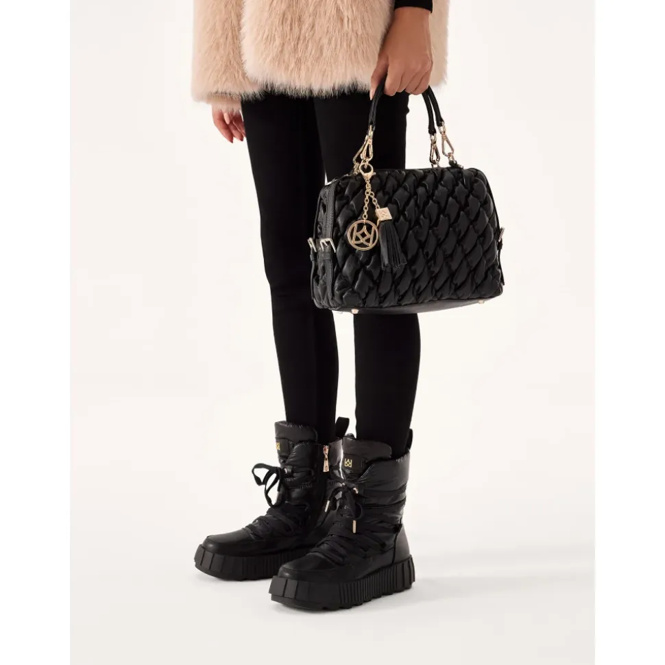 Schwarze Damen-Schneestiefel mit dicker Sohle