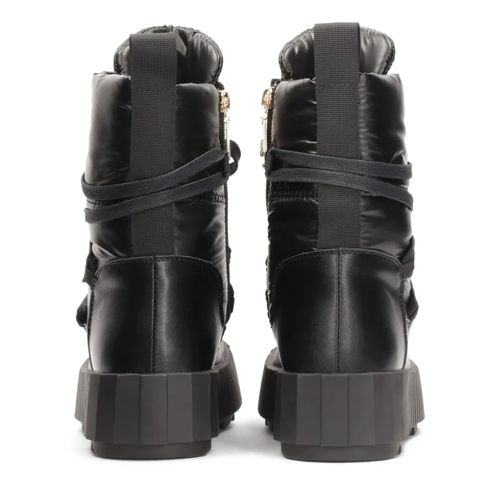 Schwarze Damen-Schneestiefel mit dicker Sohle